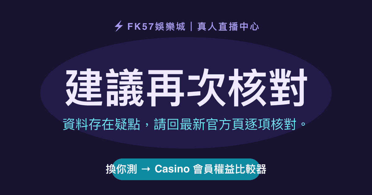 建議再次核對｜Casino 會員權益比較器結果圖